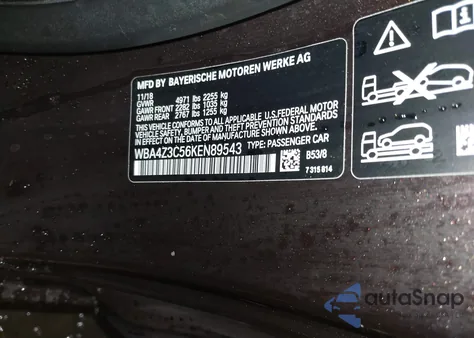 2019 BMW 430I xDrive z USA, uszkodzony, nr VIN WBA4Z3C56KEN89543